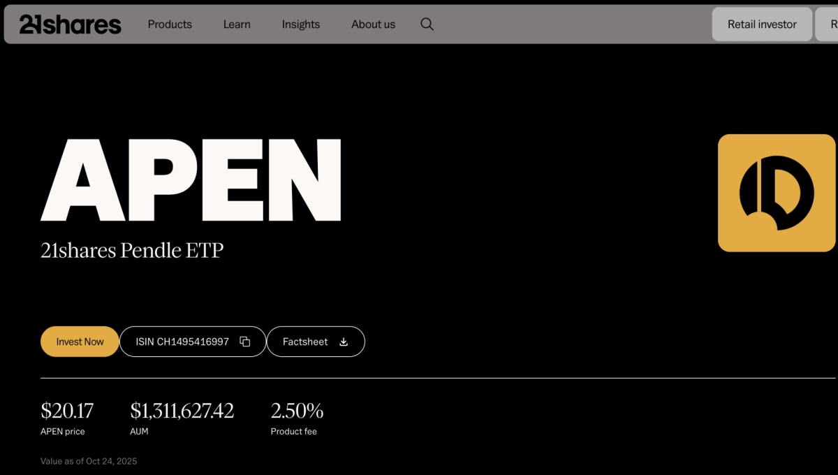 21shares Launches a Pendle ETP on SIX Swiss Exchange Indicating Growing Institutional Recognition for Pendle