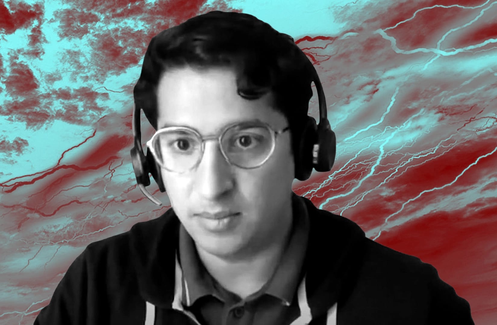 Portrait of Ramnik Arora over a background of a stormy sky.