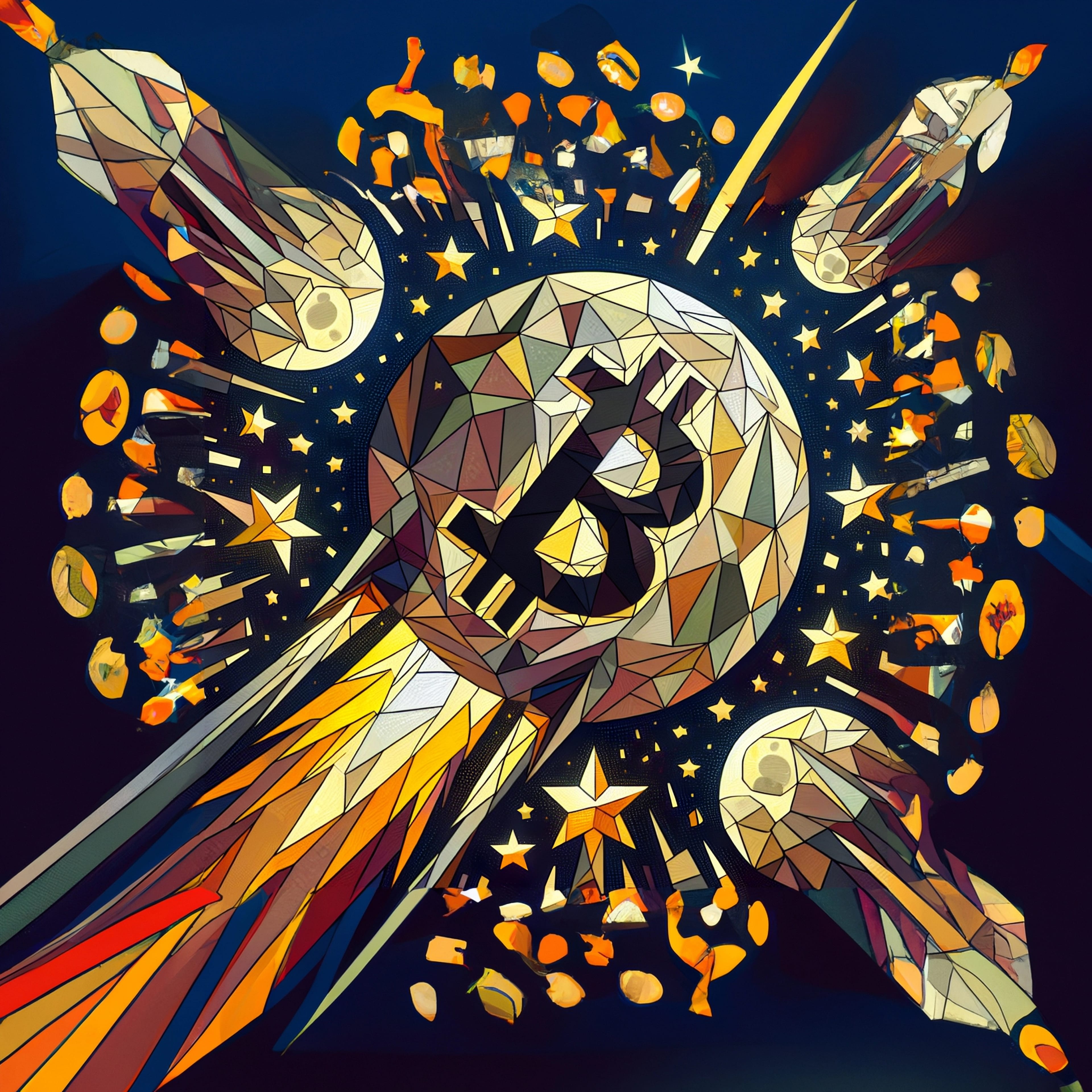 Cubism,Artistic,Image,Of,Bitcoin,To,The,Moon
