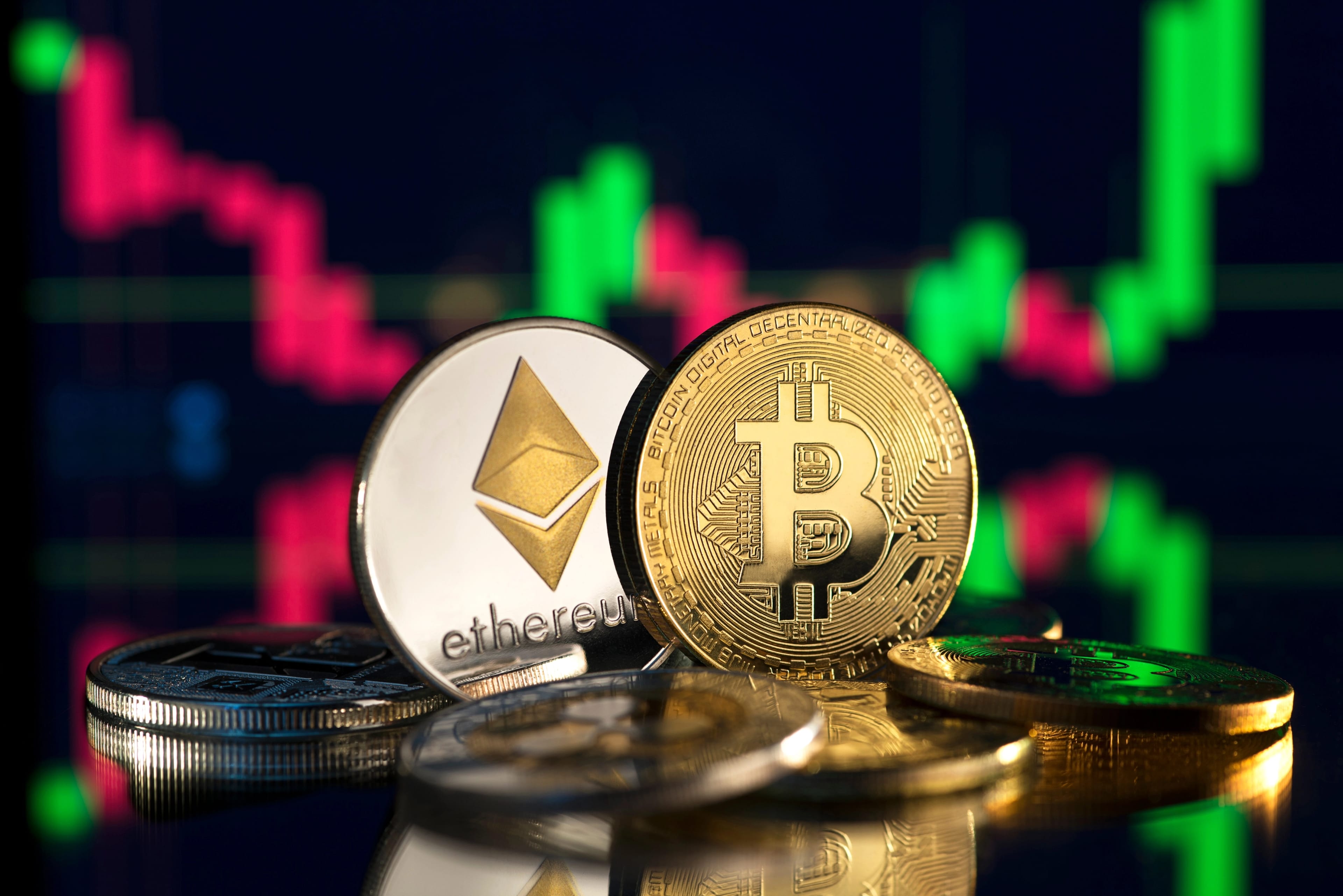 Bitcoin,And,Cryptocurrency,Investing,Concept.,Bitcoin,Cryptocurrency,Coins.,Trading,On