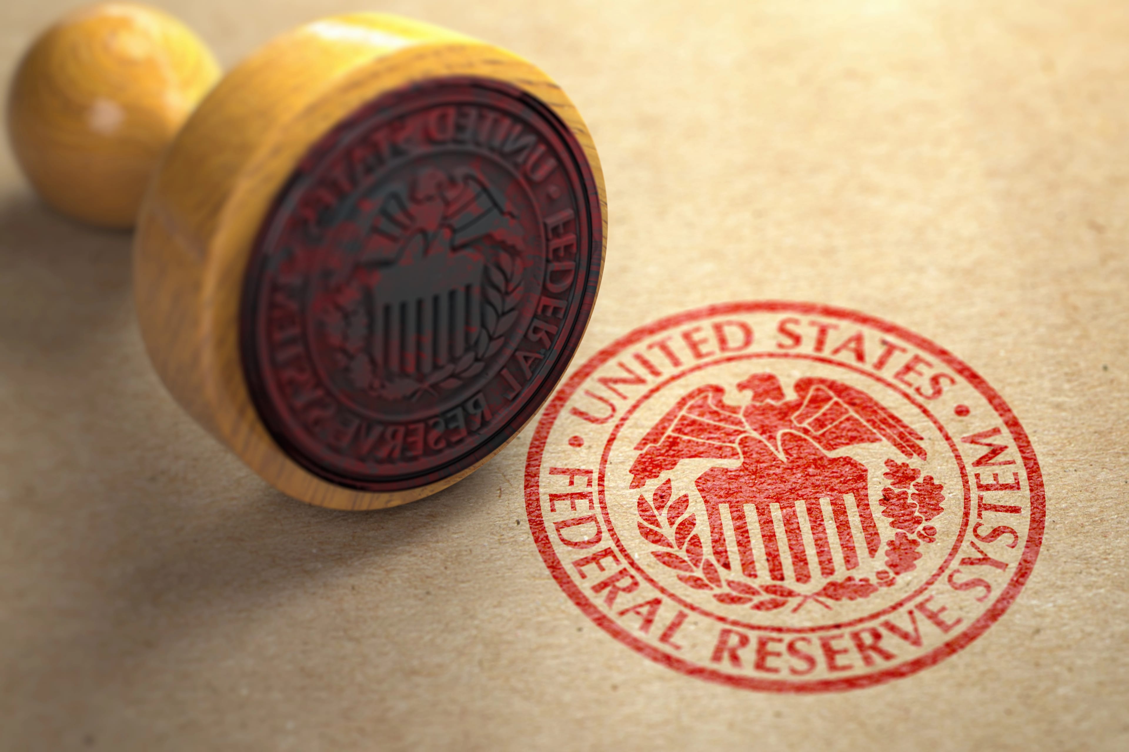 Federal,Reserve,System,Fed,Symbol,Stamp,On,Craft,Paper.,3d