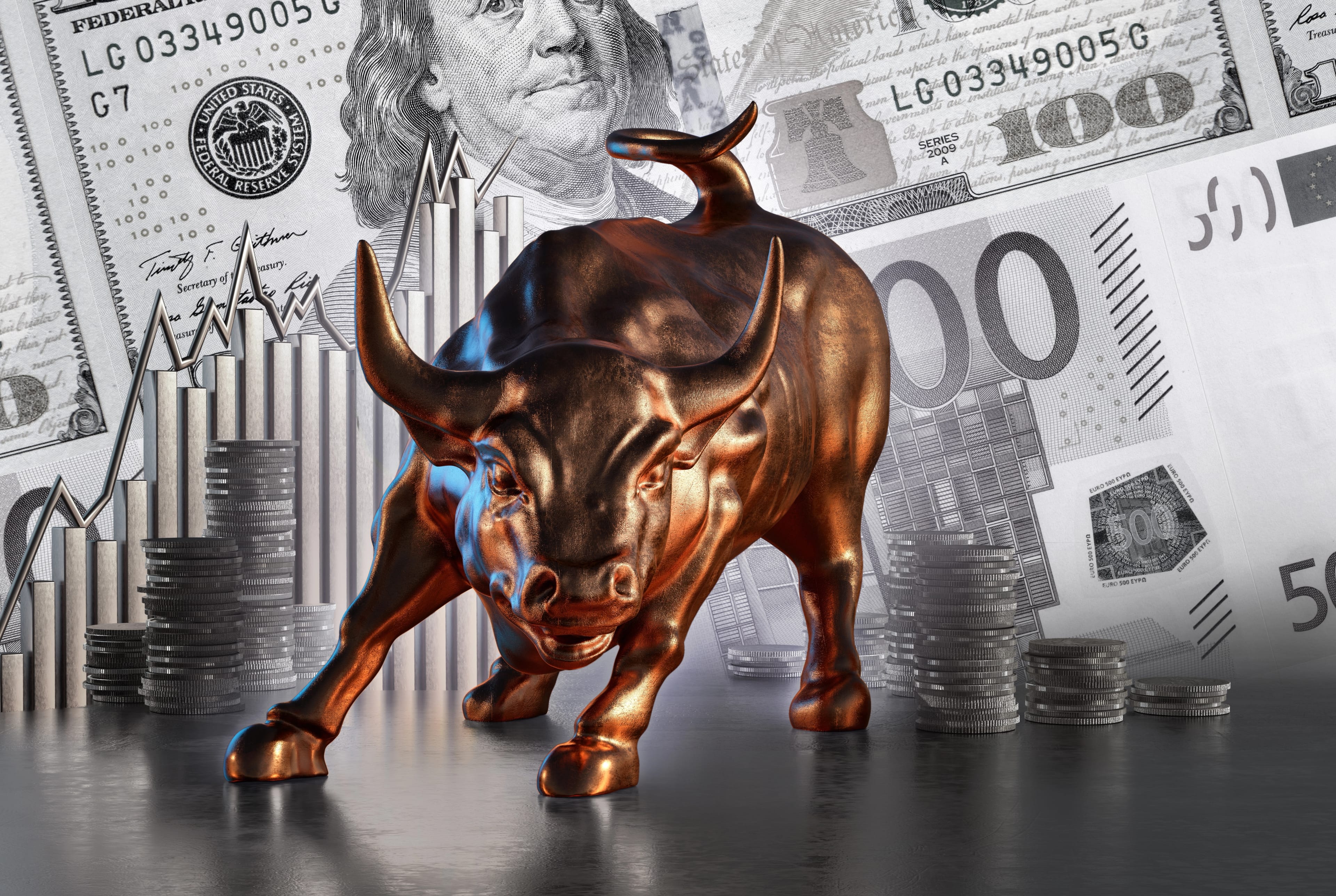 Bull,Market,,Investment,Prices,On,The,Rise.,Financial,Business,Graph