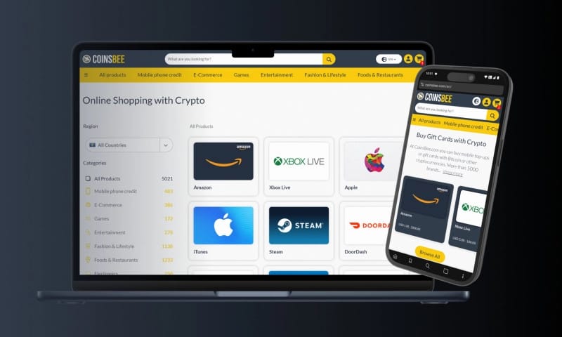 CoinsBee Surpasses 5,000 Gift Card Brands, Becoming the Largest Crypto Gift Card Platform Worldwide