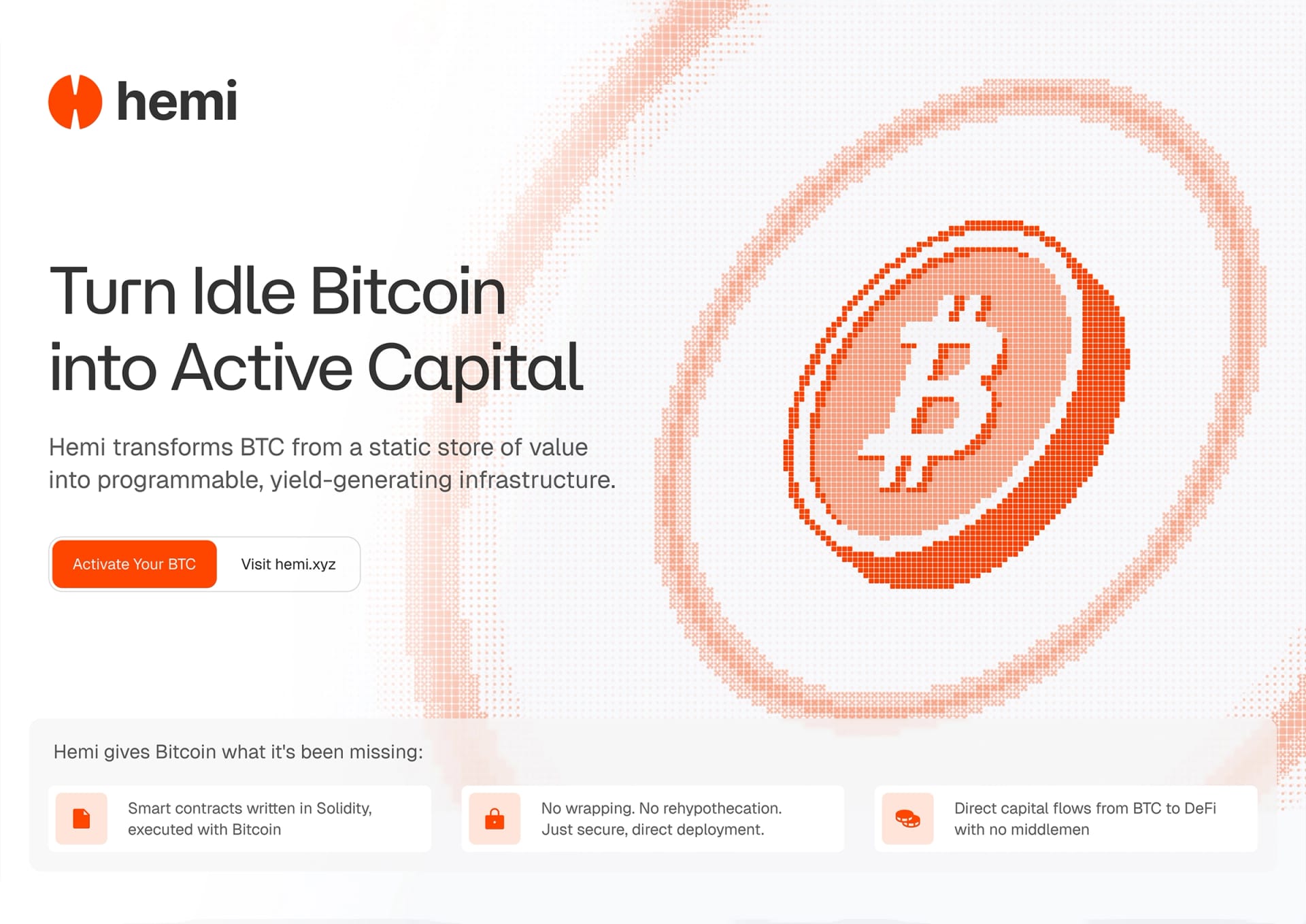 Hemi: Turn Idle Bitcoin into Active Capital.