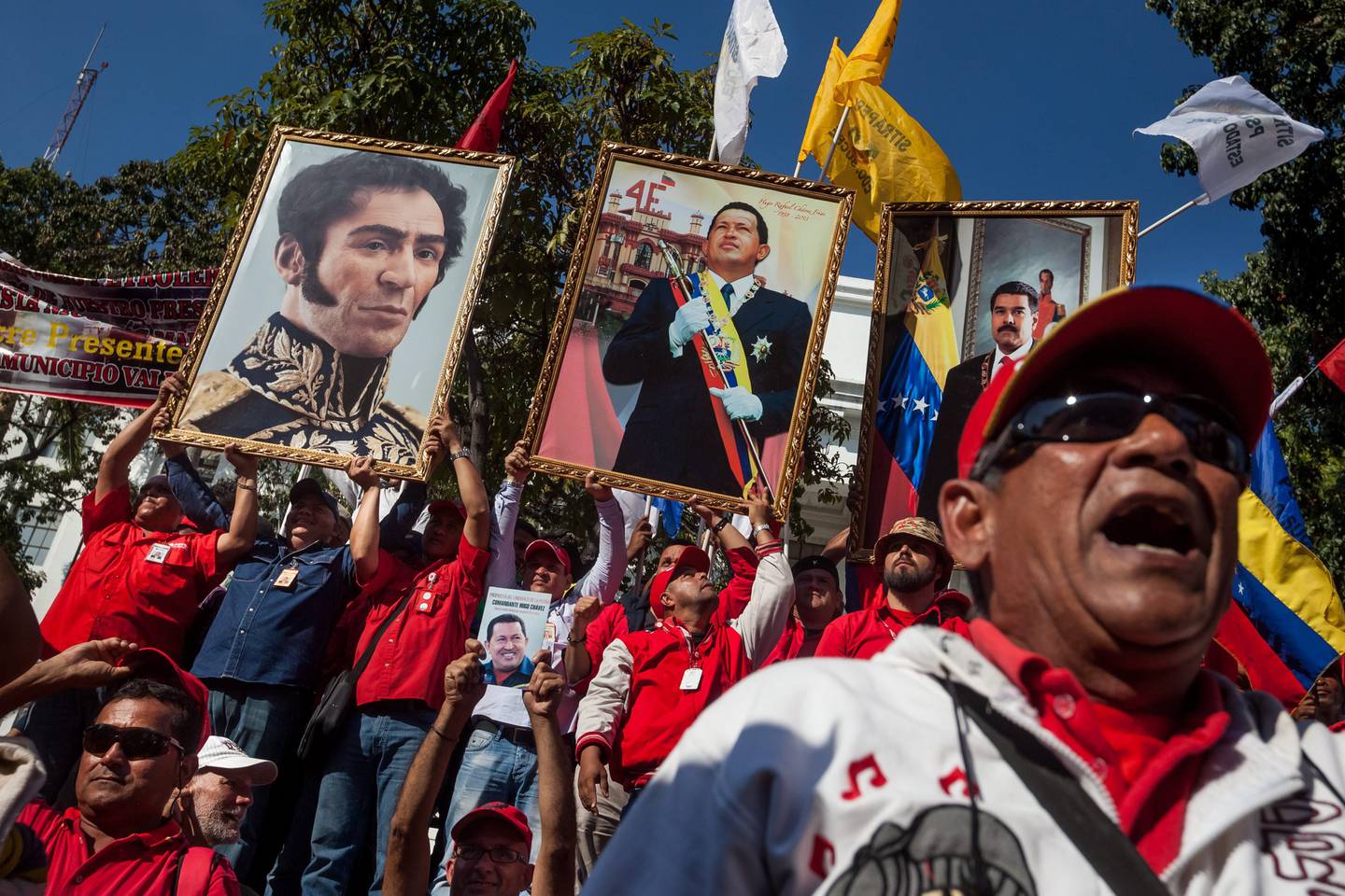 PDVSA workers at a rally.