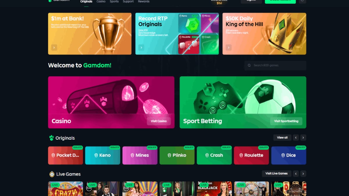 Gamdom Introduces 100% Return to Player Across All Original Crypto Casino Games