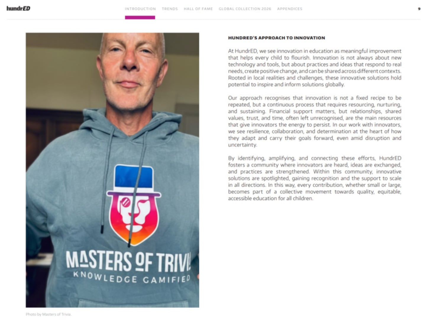 Masters of Trivia ($MOT) Awarded HundrED Global Collection 2026 Selection After CoinMarketCap Listing