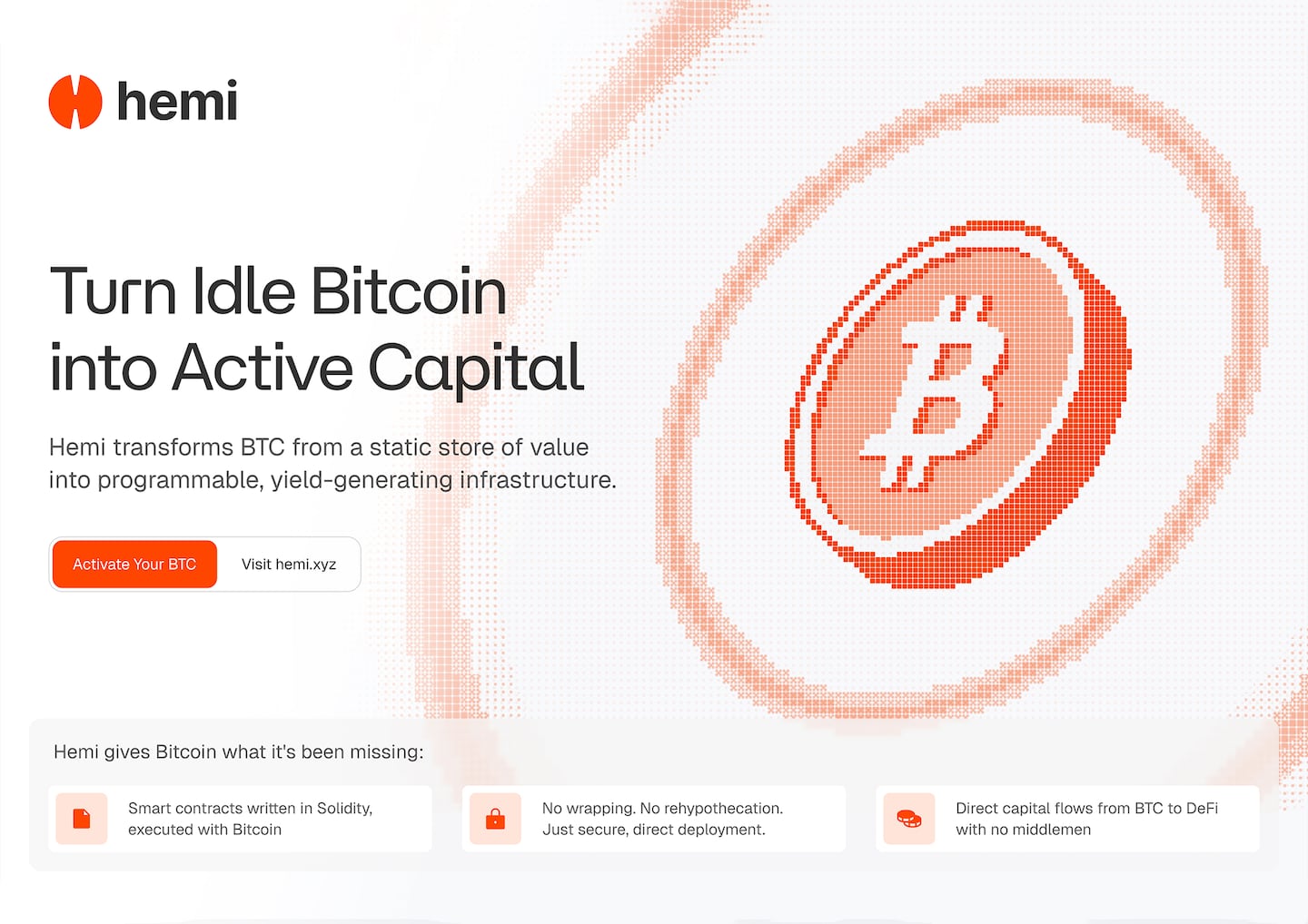Hemi: Turn Idle Bitcoin into Active Capital.